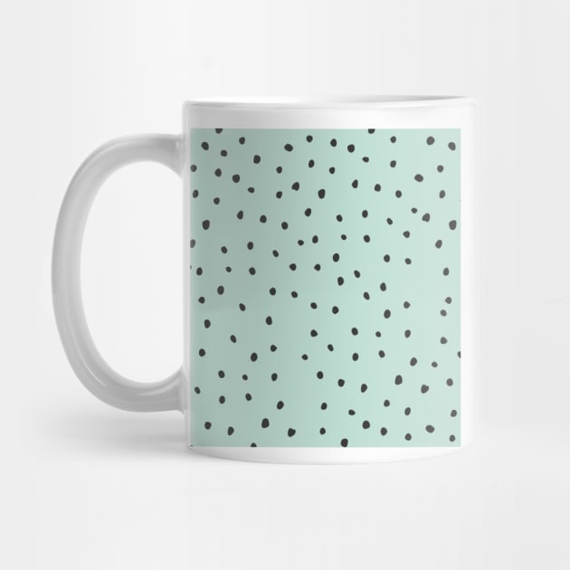 Pastel Green, Blue, Black Dot Print by BloomingDiaries